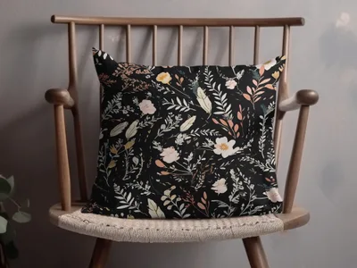 Dark Ditsy Flower Black Boho Watercolor Floral Neutral Seamless Pattern - Moore and Mountain