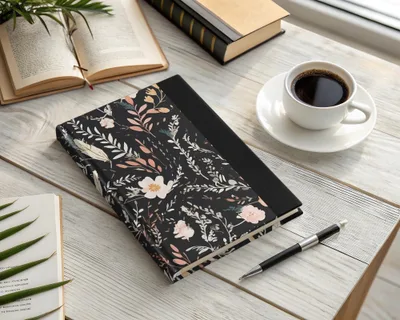 Dark Ditsy Flower Black Boho Watercolor Floral Neutral Seamless Pattern - Moore and Mountain