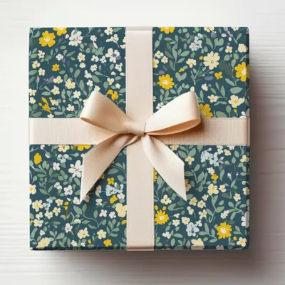 Floral Patterned Gift Box with Ribbon for Special Occasions