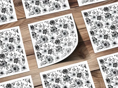 Gothic Black and White Dark Floral Pattern with Leaves and Berries Digital - Moore and Mountain