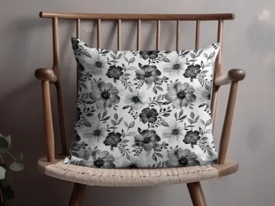 Gothic Black and White Dark Floral Pattern with Leaves and Berries Digital - Moore and Mountain