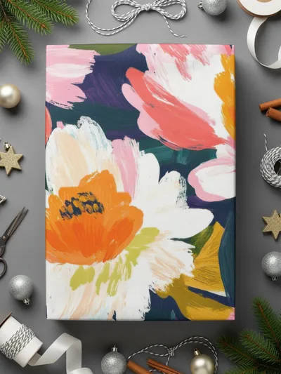 Dark Floral Peony Seamless Pattern Bold Brushstrokes Acrylic Painted Peony Pattern - Moore and Mountain