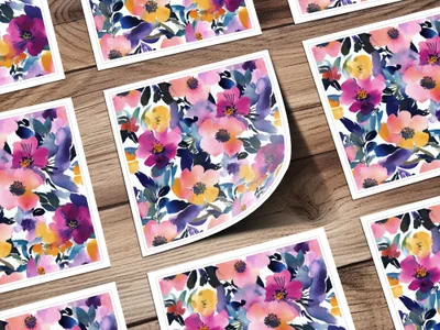 Colorful Floral Design Vibrant Art Print Illustration