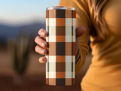 Stylish Autumn Plaid Pattern Insulated Travel Tumbler