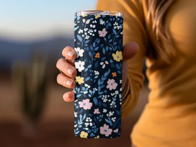 Floral Patterned Insulated Travel Tumbler Cup