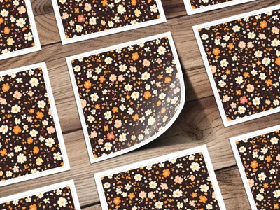 Vibrant Floral Pattern on a Dark Background Sticker