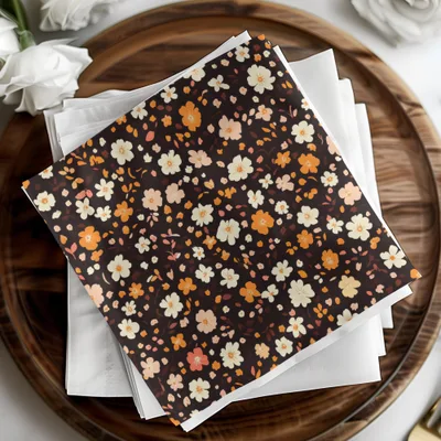 Floral Pattern Dark Background Decorative Paper