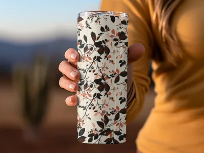 Elegant Floral Pattern Insulated Tumbler Cup Flask