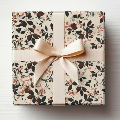 Elegant Floral Pattern Gift Wrap with Ribbon Bow