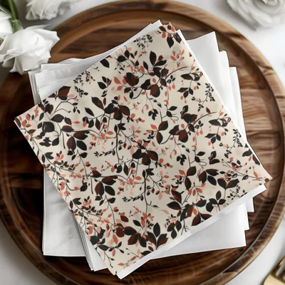 Floral Vine Print Square Pattern Brings Elegant Touch Napkin