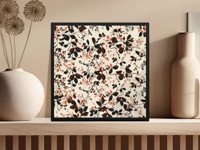 Elegant Botanical Black Red Floral Art Print