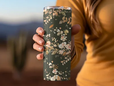 Elegant Floral Pattern Travel Mug Tumbler Accessory