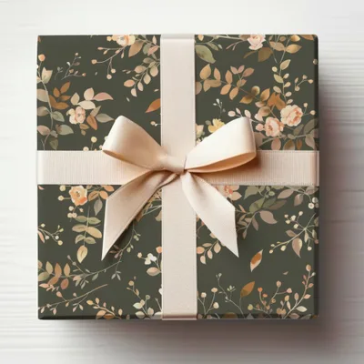 Elegant Floral Gift Box with Beige Ribbon Product
