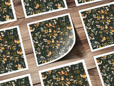 Floral Prints on Dark Background Sticker Sheets