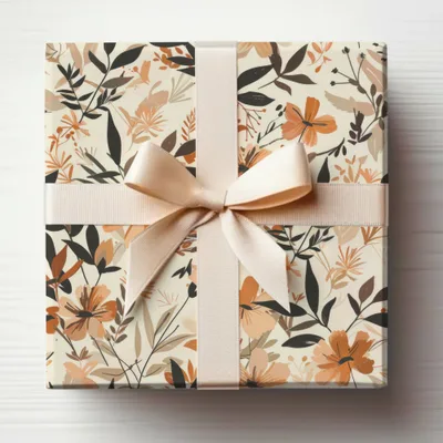 Floral Pattern Gift Box with Ribbon Decoration