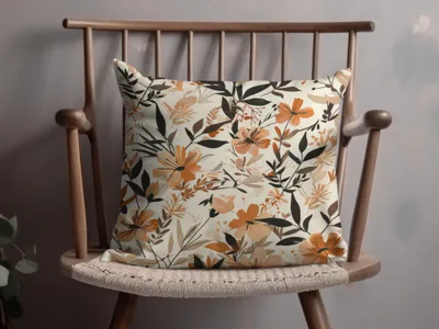 Floral Design Cushion Cover with Autumn Inspired Pattern