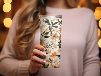 Floral Patterned Insulated Tumbler for Hot and Cold Drinks