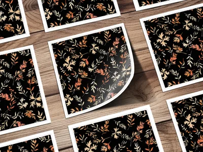 Intricate Floral Black Background Design Sticker Pack