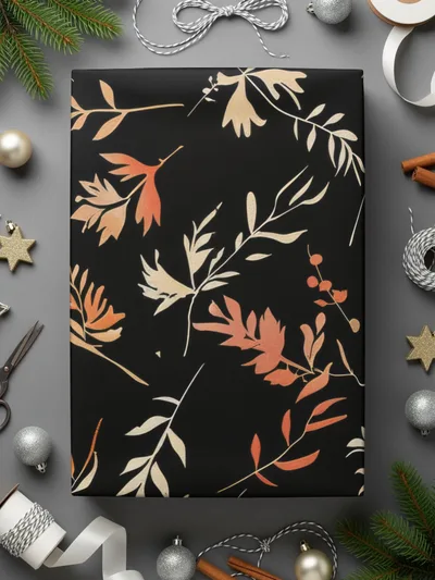 Elegant Botanical Themed Gift Wrap for Holiday Season