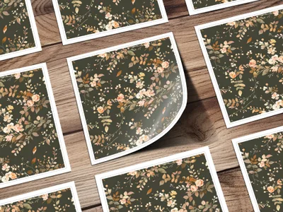 Elegant Floral Pattern Square Stickers with Vintage Touch