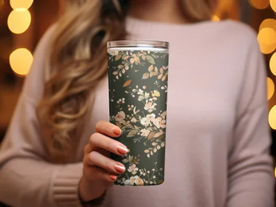 Floral Pattern Insulated Travel Mug for Beverages