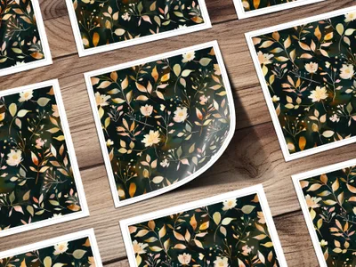 Elegant Botanical Floral Design Square Art Print