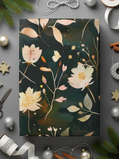 Elegant Botanical Floral Design Gift Wrap Paper
