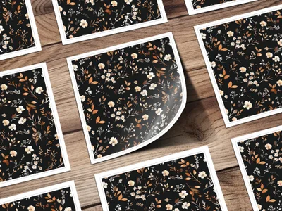 Floral Black and White Pattern Glossy Sticker Sheets