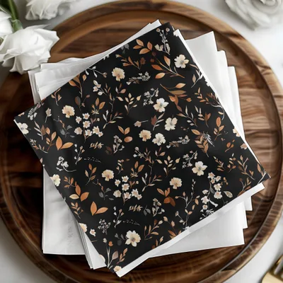 Elegant Dark Floral Pattern Napkins Set for Dinner Parties