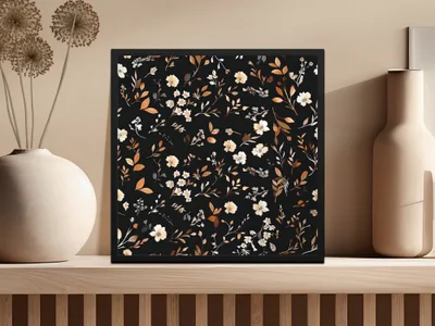 Autumn-Themed Floral Pattern Framed Picture Art Decor