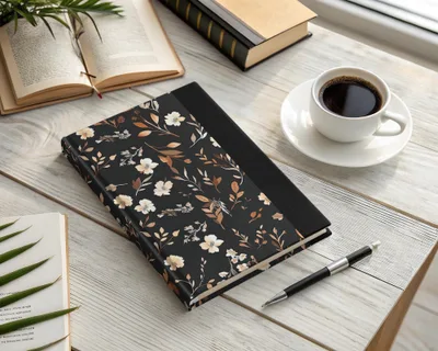 Elegant Black Floral Hardcover Journal Writing Notebook