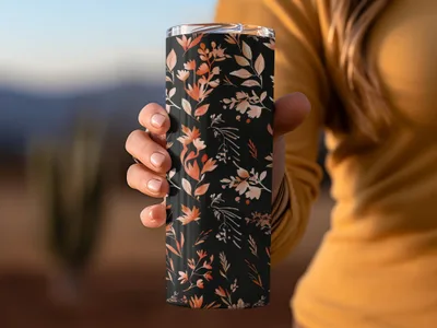 Stylish Floral Pattern Insulated Tumbler Beverage Cup