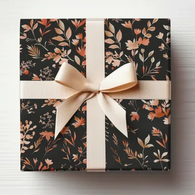 Elegant Floral Pattern Gift Box with Ribbon