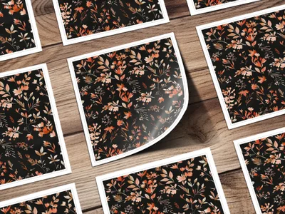 Elegant Floral Dark Background Sticker Collection
