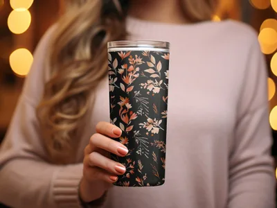 Floral Pattern Insulated Travel Mug for Hot and Cold Drinks