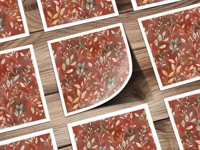 Floral Pattern Square Greeting Card in Autumn Colours