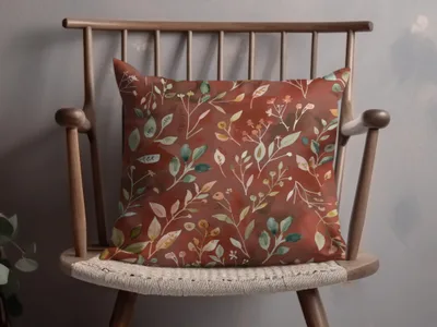 Autumn Leaves and Flowers Design Throw Pillow
