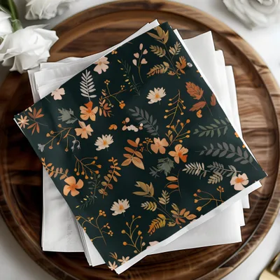 Elegant Floral Design Printed Table Napkins Set