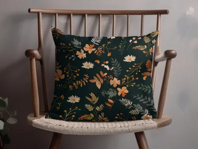 Autumn Floral Pattern Square Pillow for Decorative Use