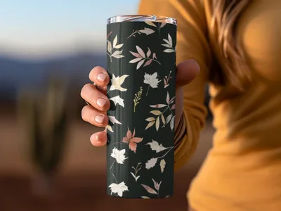 Floral Black Insulated Tumbler for Hot and Cold Drinks
