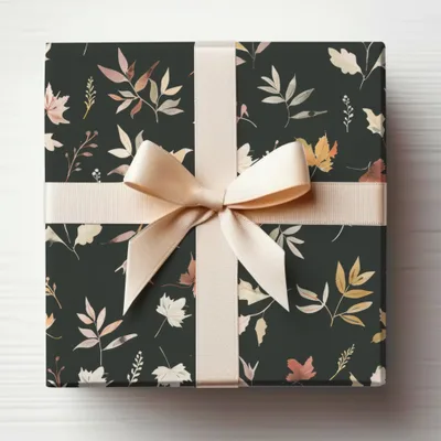 Elegant Floral Design Gift-Wrapped Box with Bow