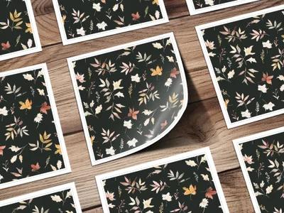 Elegant Floral Autumn Sticker Design for Craft Projects