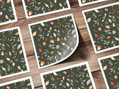 Elegant Floral Pattern Leaf Design Stickers Set