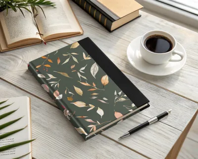 Botanical Leaf Pattern Hardcover Notebook for Daily Use