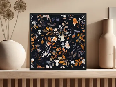 Elegant Floral Art Print with Dark Background Poster