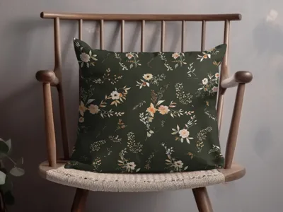 Floral Pattern Dark Green Cushion for Modern Home Decor
