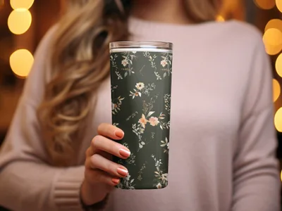 Floral Pattern Insulated Tumbler for Hot and Cold Drinks