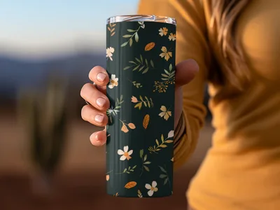 Floral Patterned Tumbler Travel Mug for Hot and Cold Drinks