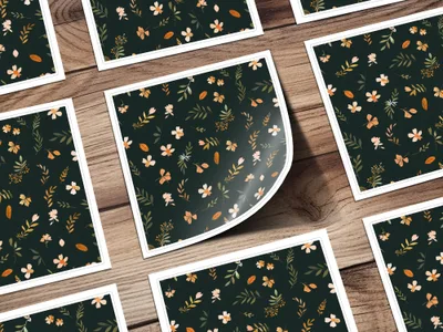 Floral Pattern Dark Background Sticker product