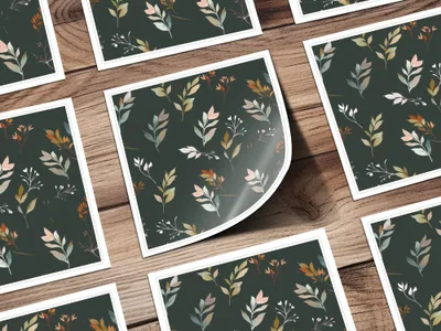 Floral Pattern Stickers with Green Background Sticker